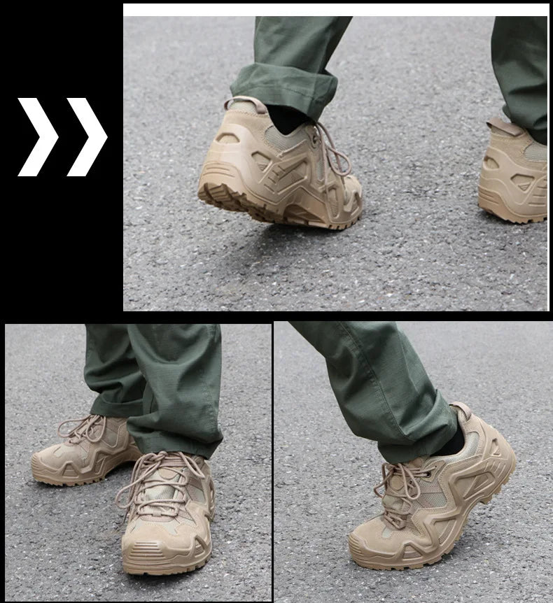 Bottes de terrain opérationnelles Sentinelle Alpha beige avec semelles antidérapantes pour un meilleur grip