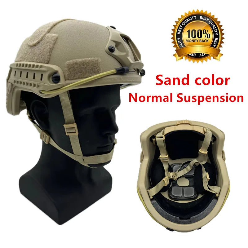 Casque tactique NIJ IIIA en couleur sable avec suspension normale pour protection et confort optimal
