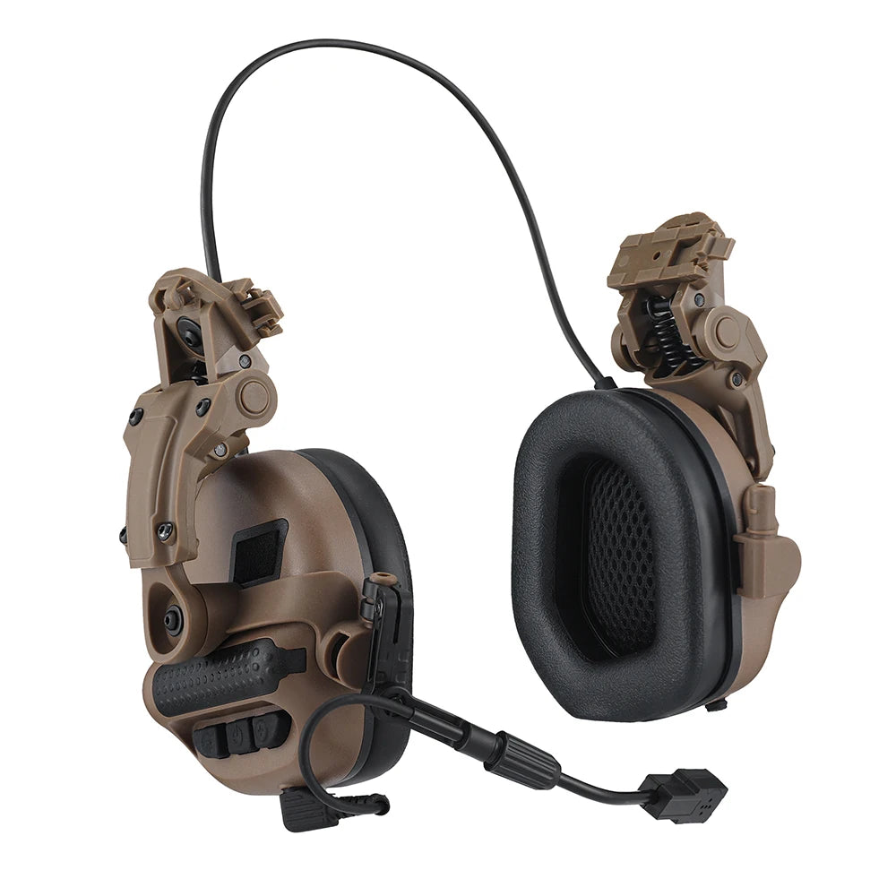 Casque tir militaire Sentinelle Alpha en marron avec microphone intégré et coussinets confortables