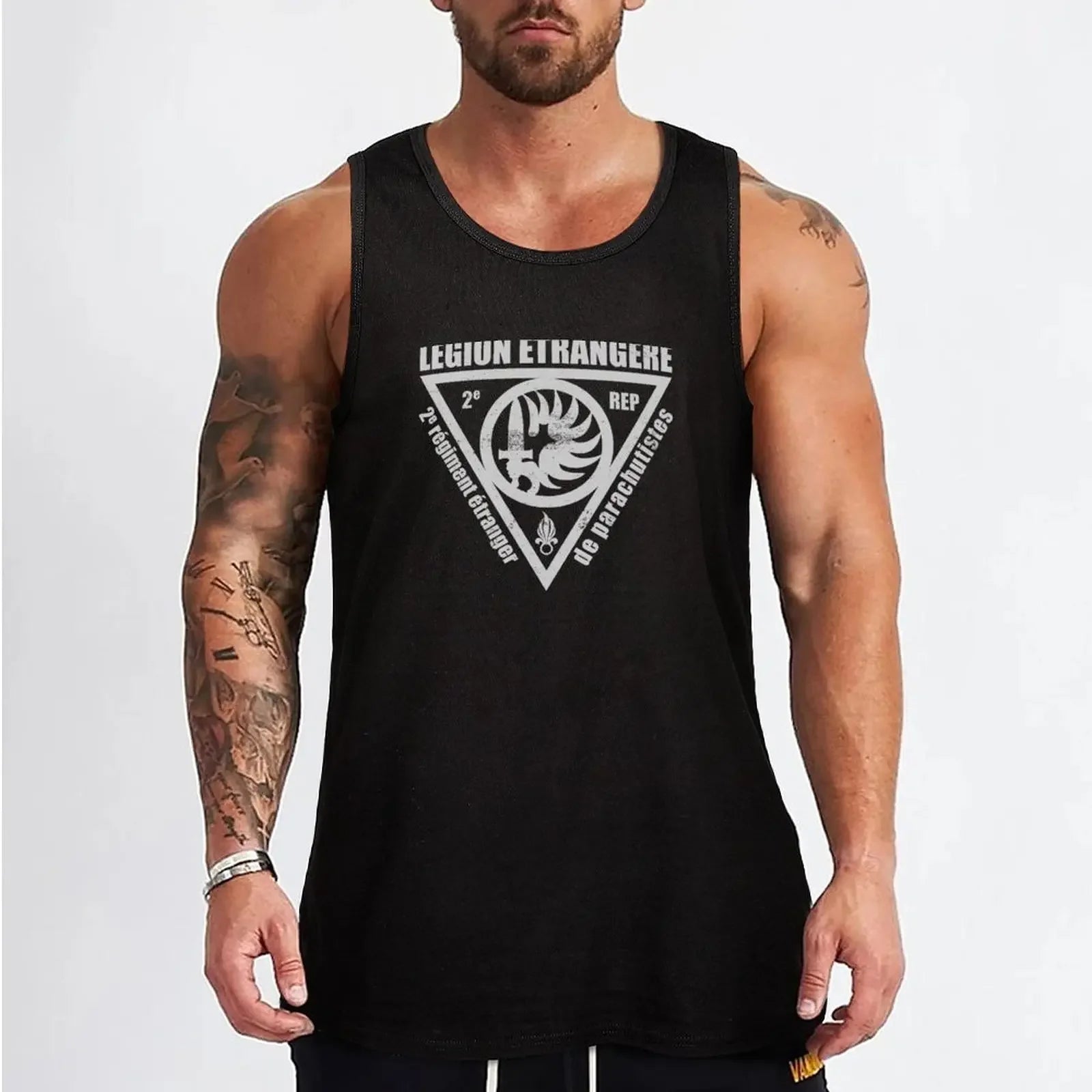 Débardeur 2 REP homme en noir avec logo de la Légion étrangère pour un style décontracté