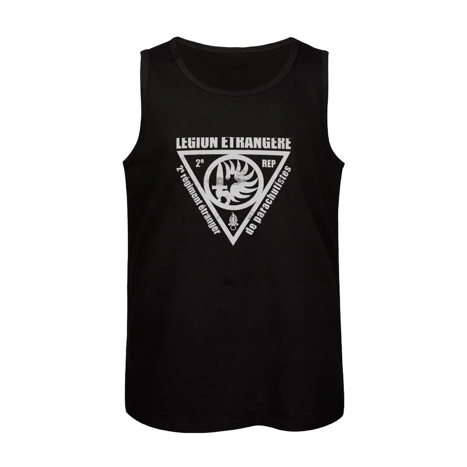 Débardeur 2 REP homme en noir avec logo de la Légion Étrangère sur le devant