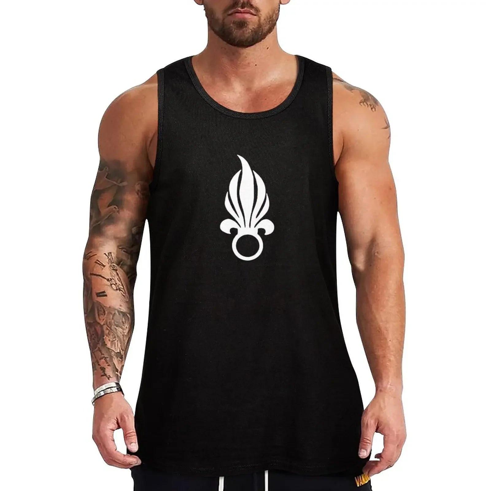 Débardeur légion étrangère noir avec logo stylisé pour hommes actifs
