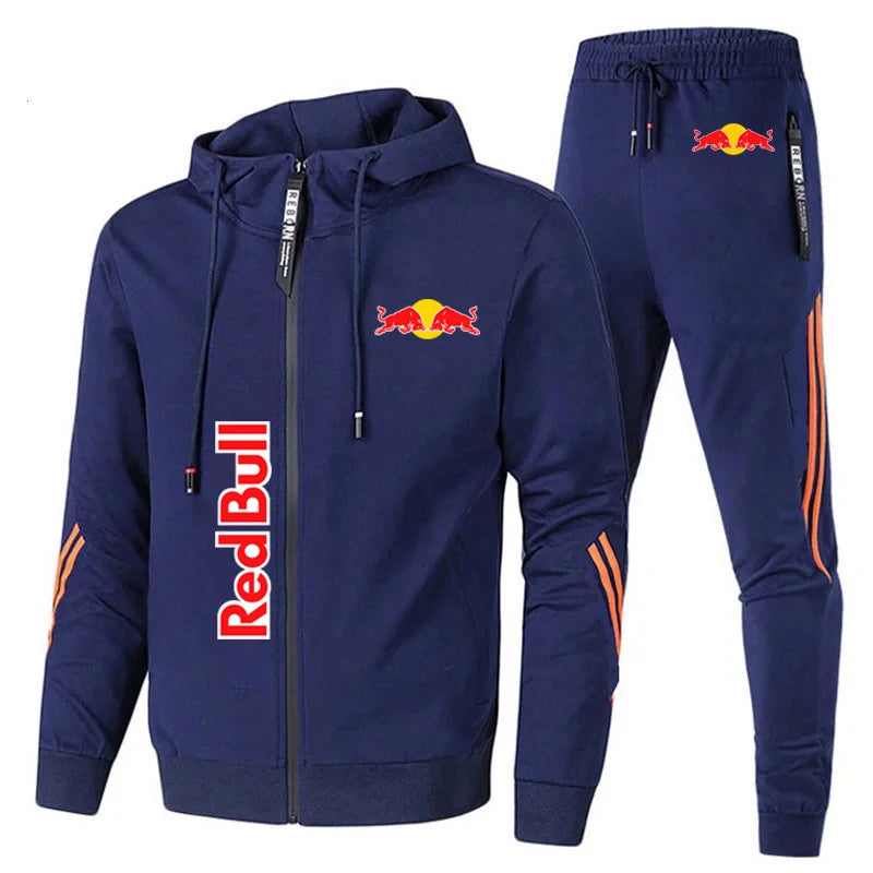 Ensemble Red Bull en bleu marine avec une veste à capuche et un pantalon assorti