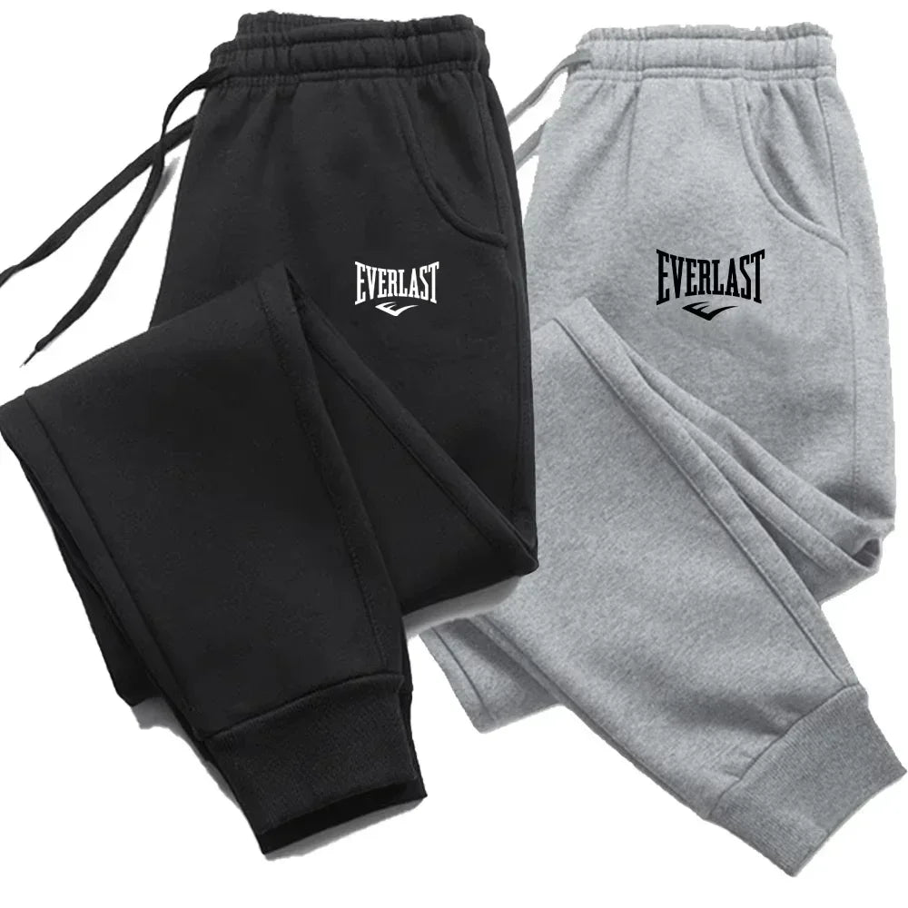 Pantalon de sport EVERLAST en noir et gris avec taille élastique et cordon de serrage