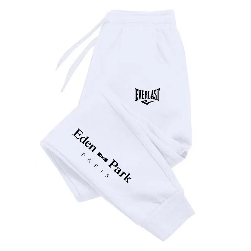 Pantalon gym Everlast blanc avec logo et imprimé Eden Park Paris sur la jambe