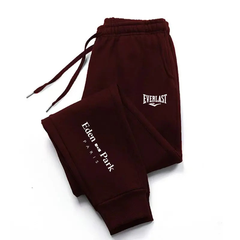 Pantalon gym Everlast en bordeaux avec logo pour confort pendant l'entraînement