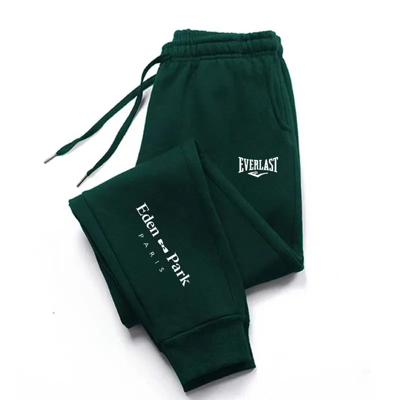 Pantalon gym Everlast en vert avec élastique à la taille et logo sur la cuisse