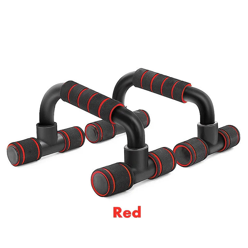 Parallèles de musculation rouges avec prise en main antidérapante, idéal accessoire pour gym à domicile