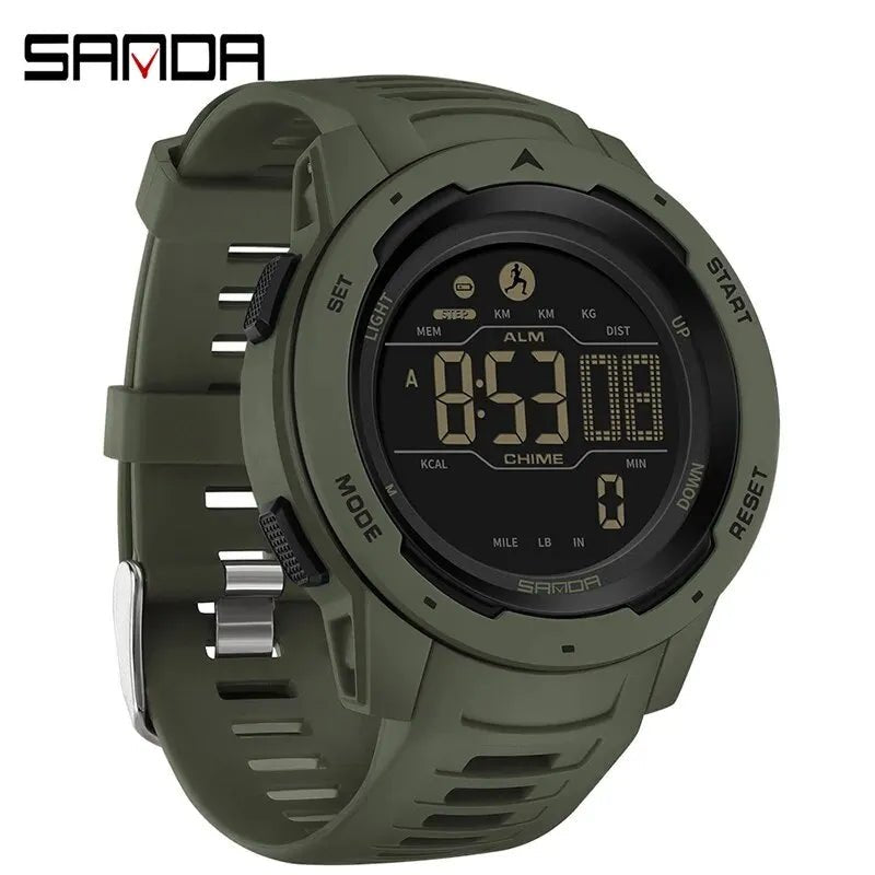 Montre Homme Résistante SANDA Tactique en Vert Olivâtre - Sentinelle Alpha