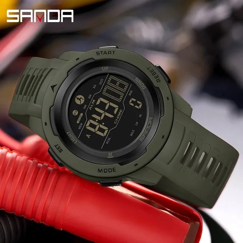 Montre Homme Résistante SANDA Tactique en Vert Olivâtre - Sentinelle Alpha