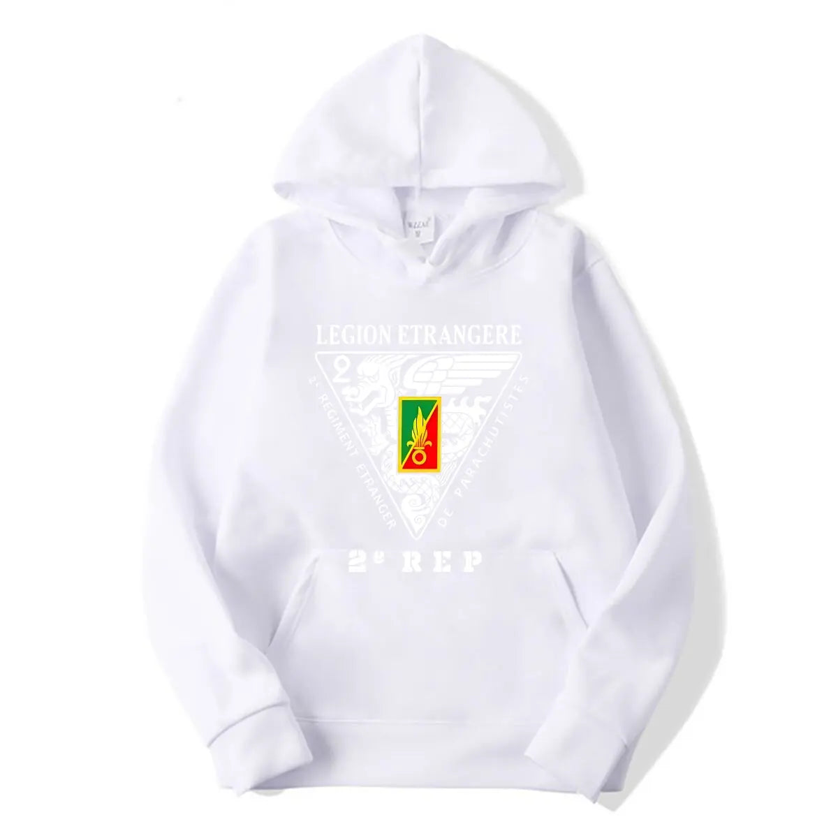 Sweat à capuche Légion étrangère blanc avec logo 2e REP au centre