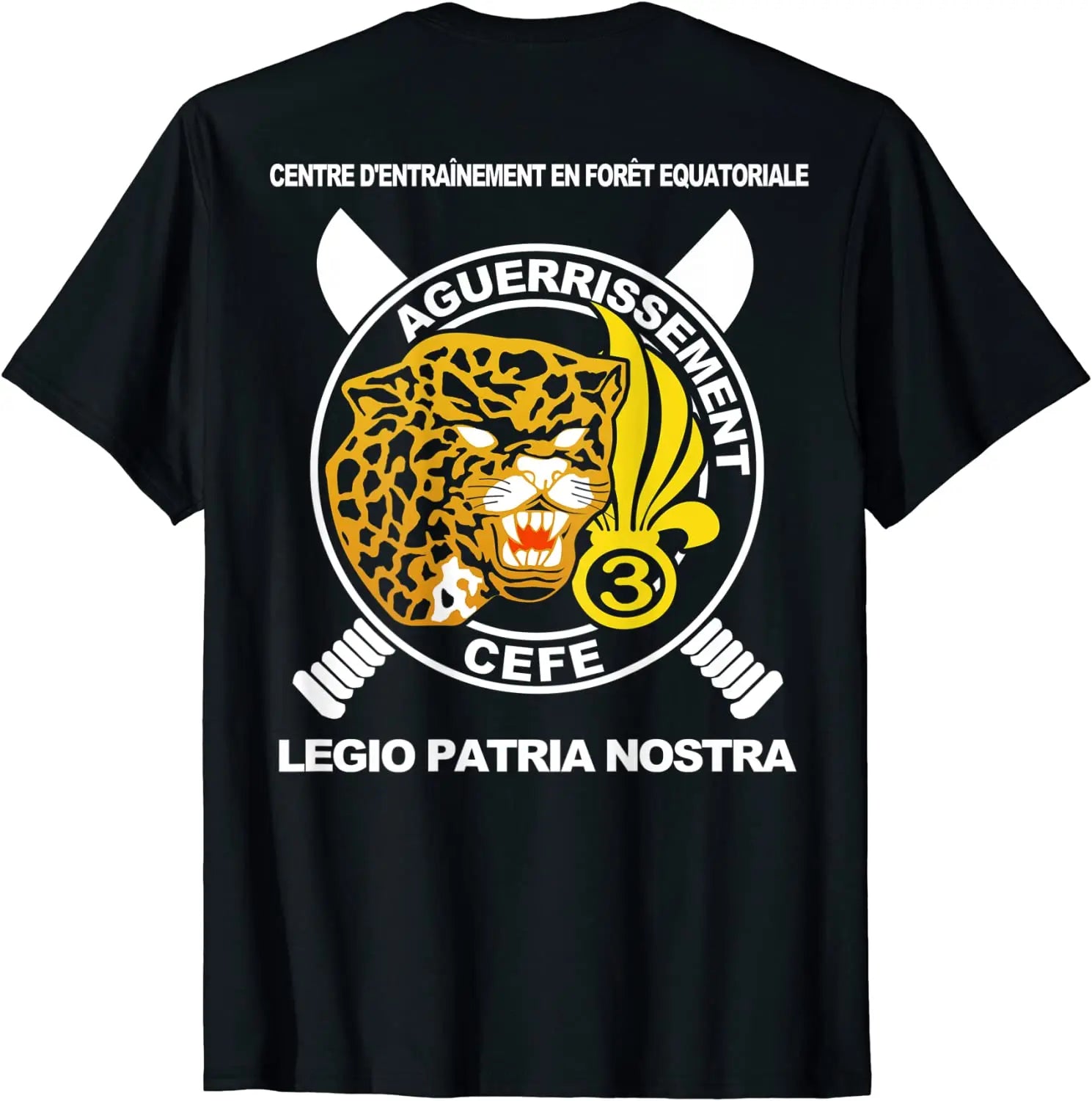 T-shirt Légion étrangère noir avec symbole du Centre d'entraînement en forêt équatoriale