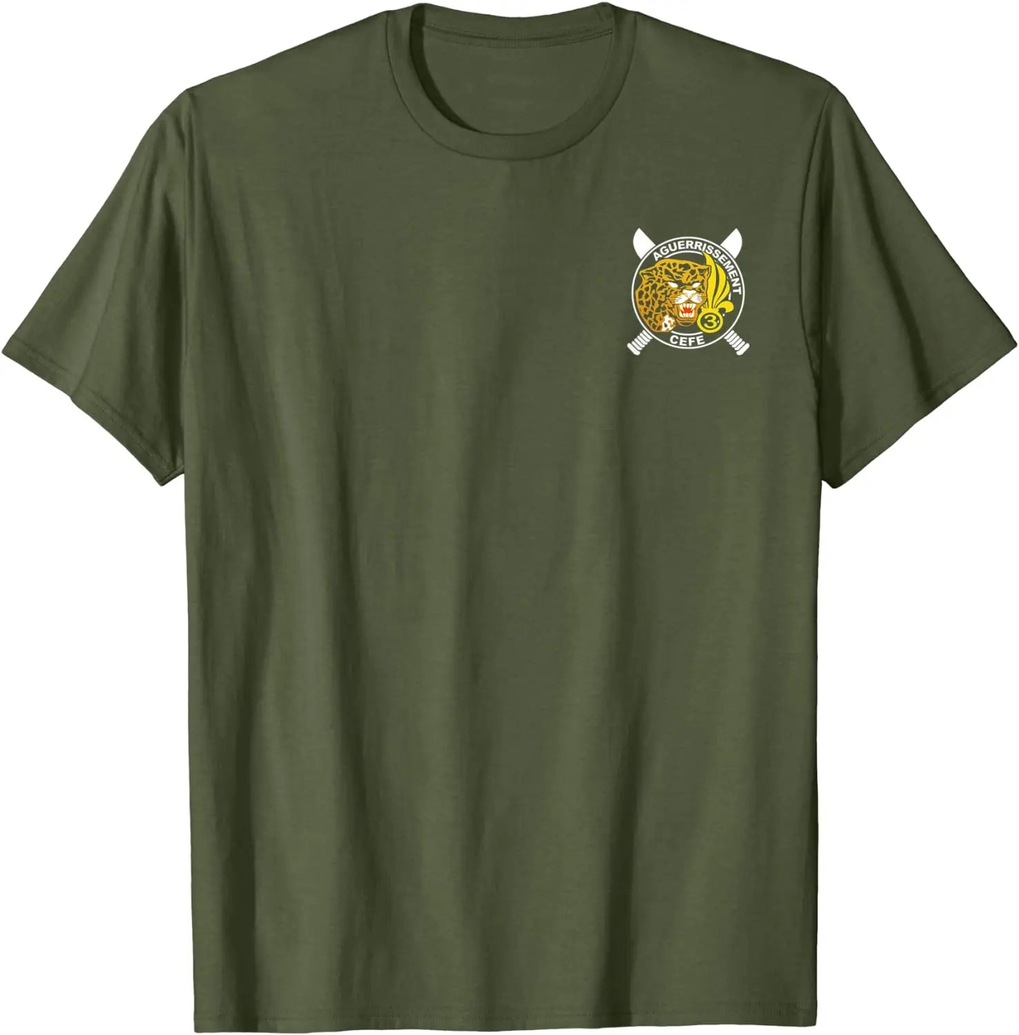 T-shirt Légion étrangère en vert olive avec un logo brodé sur la poitrine