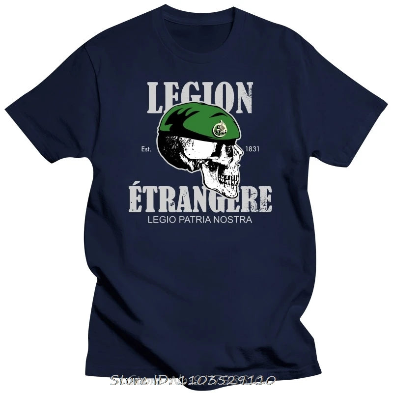 T-shirt Légion Étrangère avec un crâne et un béret vert, conçu pour les passionnés de l'armée
