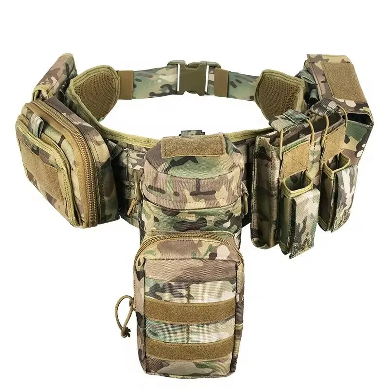 Ceinture tactique militaire camouflée avec multiples poches et accessoires pour équipementextérieur