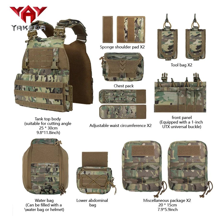 Gilet tactique YAKEDA Camouflage Multicam avec Accessoires - Sentinelle Alpha