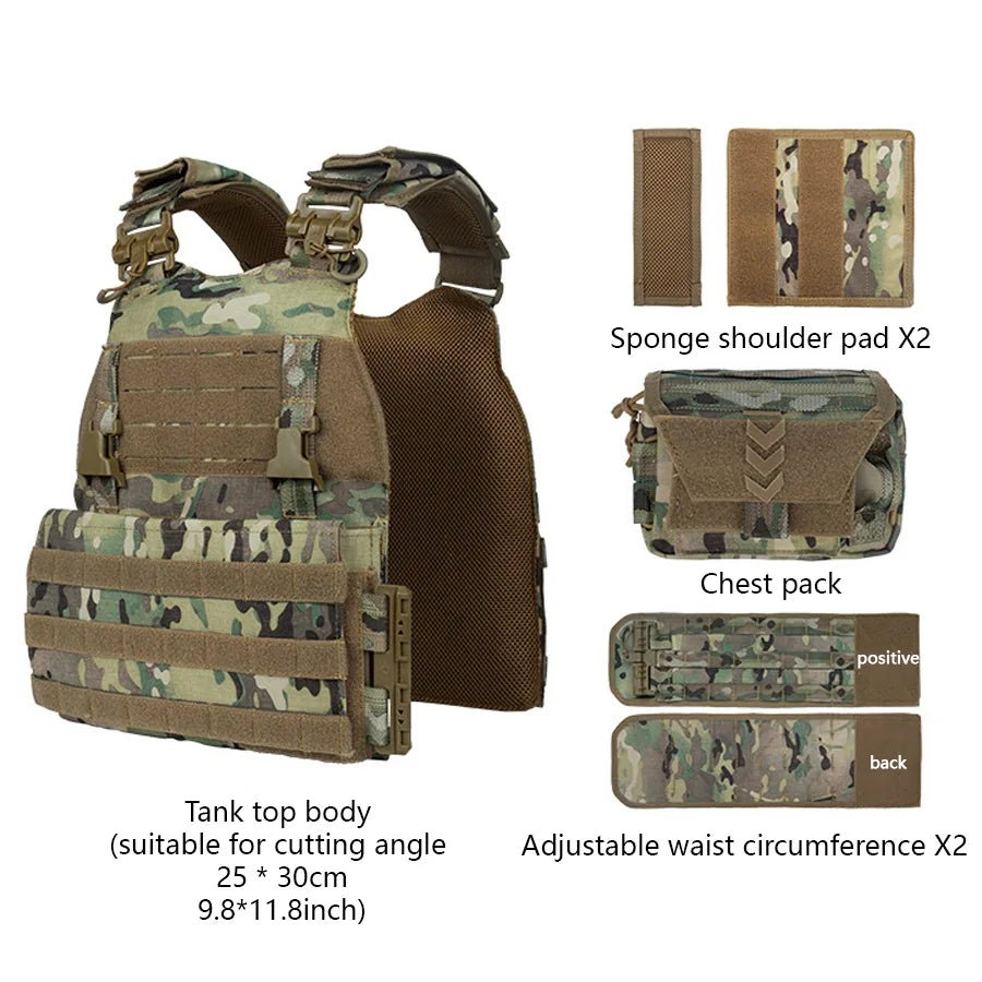Gilet tactique YAKEDA Camouflage Multicam avec Accessoires - Sentinelle Alpha